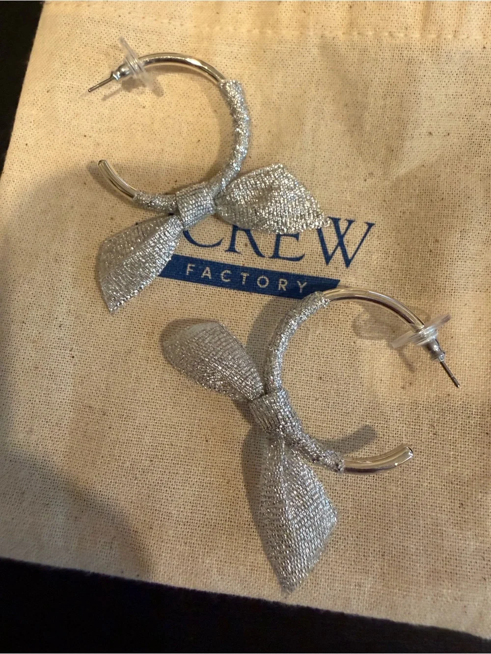 J. Crew Factory Silver Bow Hoop Earrings